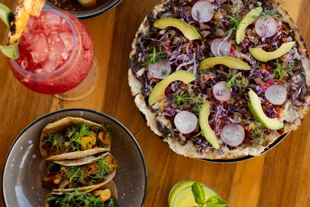 Fresh Oaxacan Tlayuda at Chiringuito Carbon, Conrad Tulum Riviera Maya.