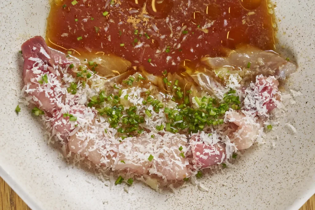 Gourmet dishes served at Ukai, Conrad Tulum Riviera Maya.