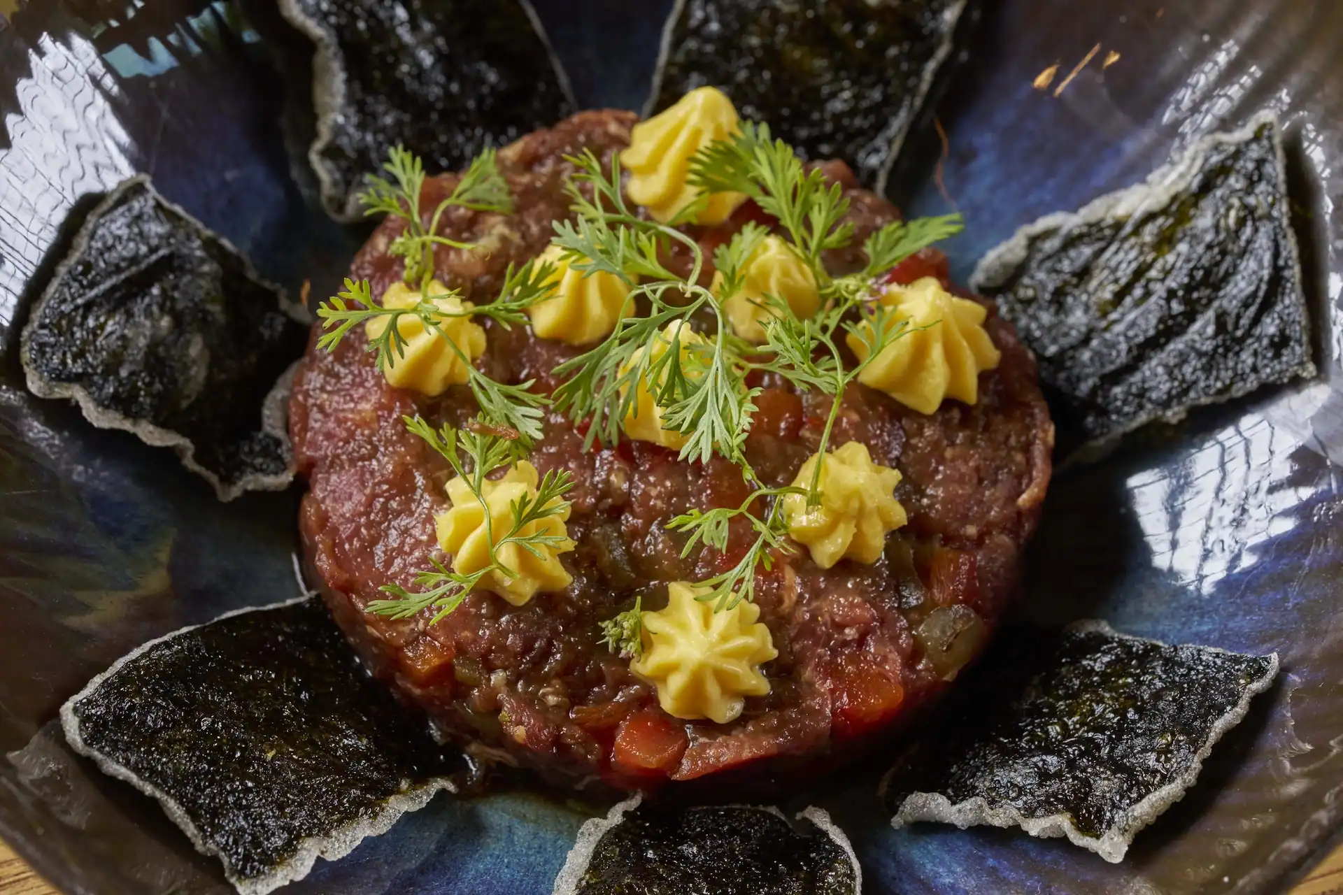 Gourmet dishes served at Ukai, Conrad Tulum Riviera Maya.